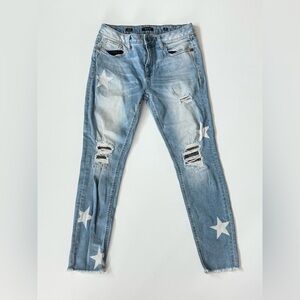Miss Me Light Blue Star Skinny Jeans